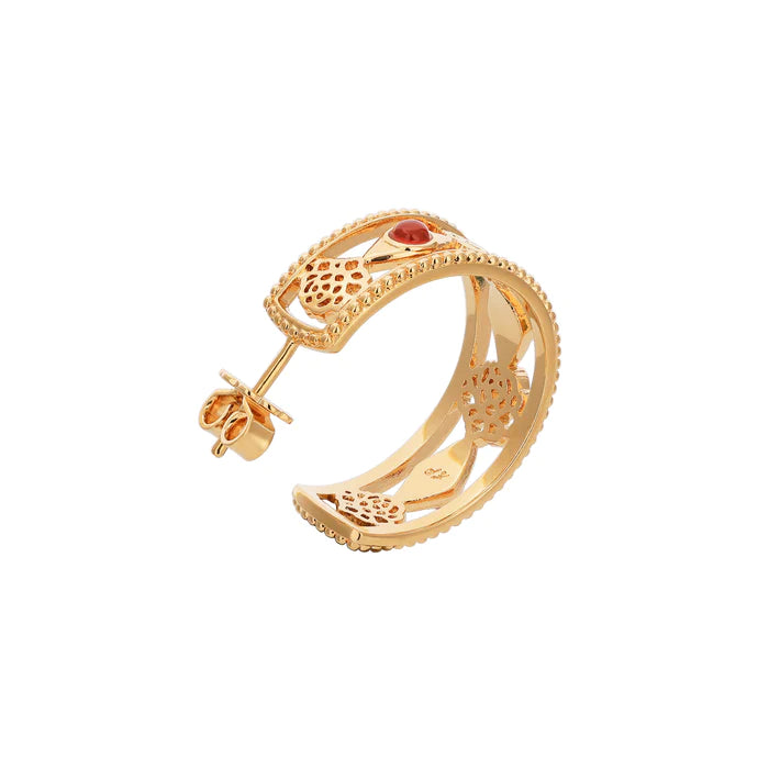 Golden Tang Peony Hoop Earrings