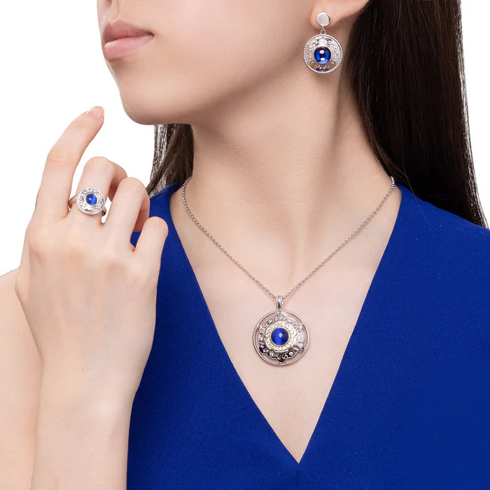 Mongolian Celebration Necklace Blue