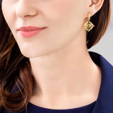 Golden Tang Peony Dangle Earrings