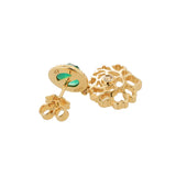 Majestic Tang Peony Earrings - Gold Vermeil with Green Agate