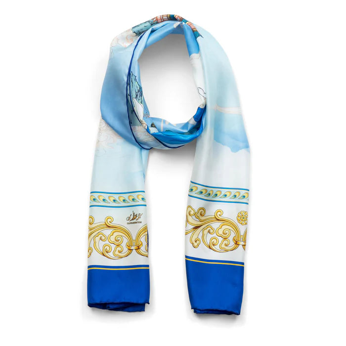 Phoenix of the Sapphire World Long Silk Scarf - 17” x 75"