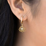 Tang Flower Charm - Gold with white Gem