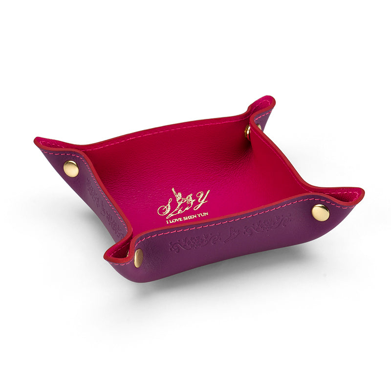 Divine Melody Leather Storage Tray - Fuchsia